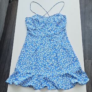 Zara Super Pretty 🌸 Blue Floral Spaghetti Strap Summer Dress